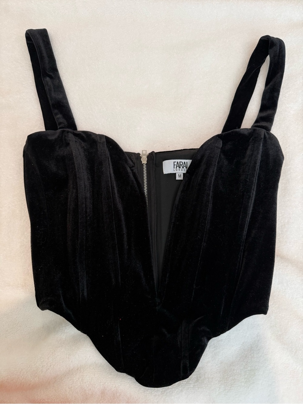 Farai London Black Velvet Corset Top